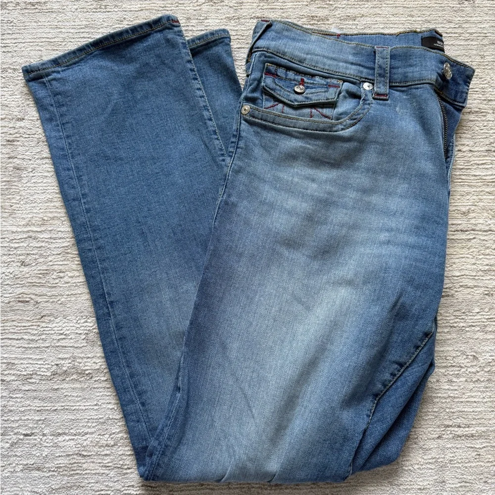 True Religion Men’s Ricky Straight Red Stitch Jeans (Size 36) - Picture 5 of 6